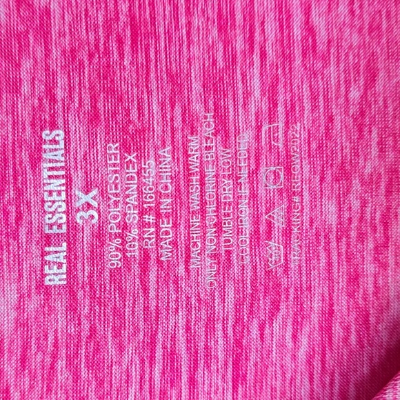 Real Essentials Pink Short Sleeve V-neck Tee 3x - Picture 3 of 6